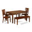Ensemble de table de salle à manger 5 pièces pour 4 personnes comprenant une table de cuisine rectangulaire et 2 chaises de salle à manger avec 2 bancs, 36 x 60 pouces, acajou-1933024149-1933024154