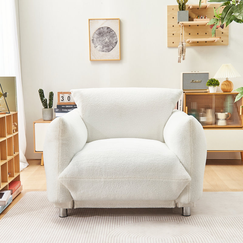 Fauteuil en laine de 37 po de largeur Jaia, Laine blanche