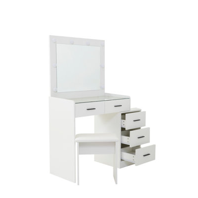 Coiffeuse réglable blanche avec 5 tiroirs