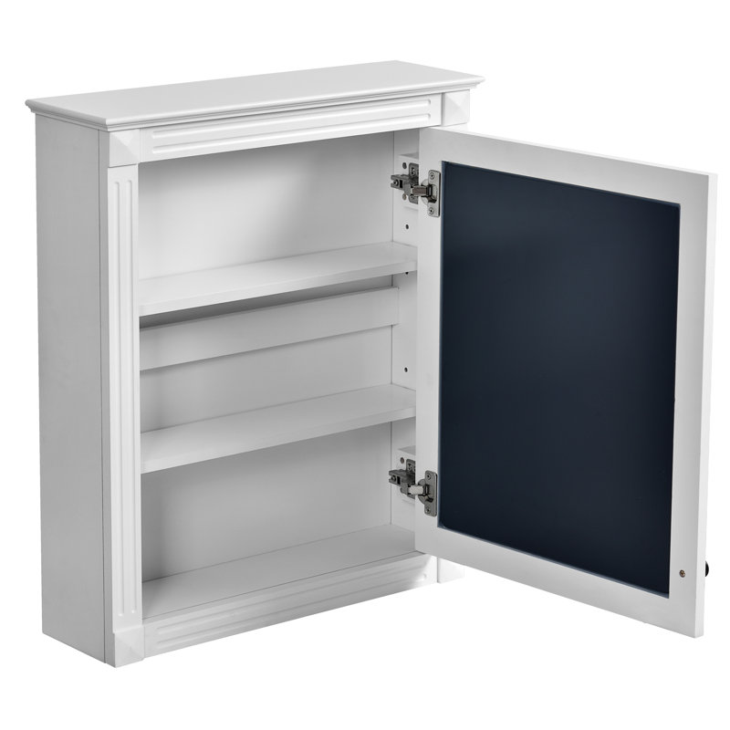 Armoire de salle de bain murale avec miroir et tablette réglable, Blanc