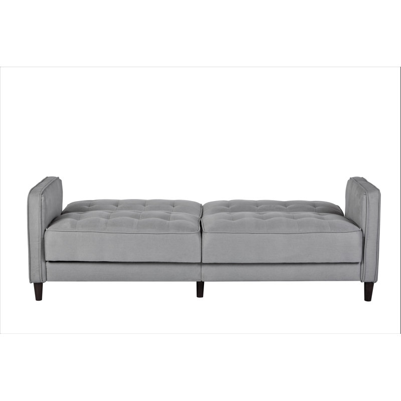 Aliscia Upholstered 81'' Sleeper Sofa, Gray 100% Linen, Tufted 100% Linen
