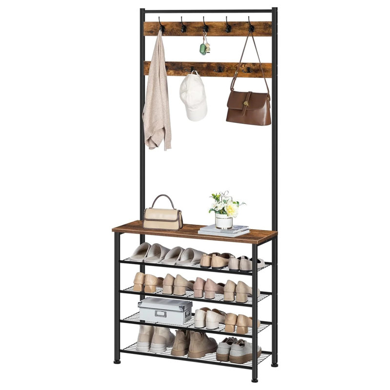 Atiim Hall Tree 80cm Wide With 5 Tier Shoe Bench