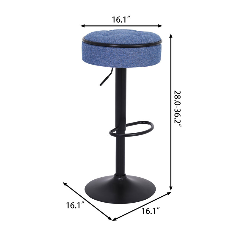 Round Storage Bar Stool Set Of 2, Blue