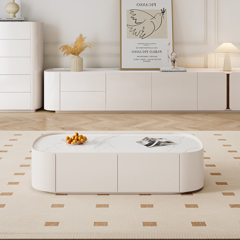 Table de bout en planche à vent crème, H 16,5 po x L 55,1 po x l 31,5 po