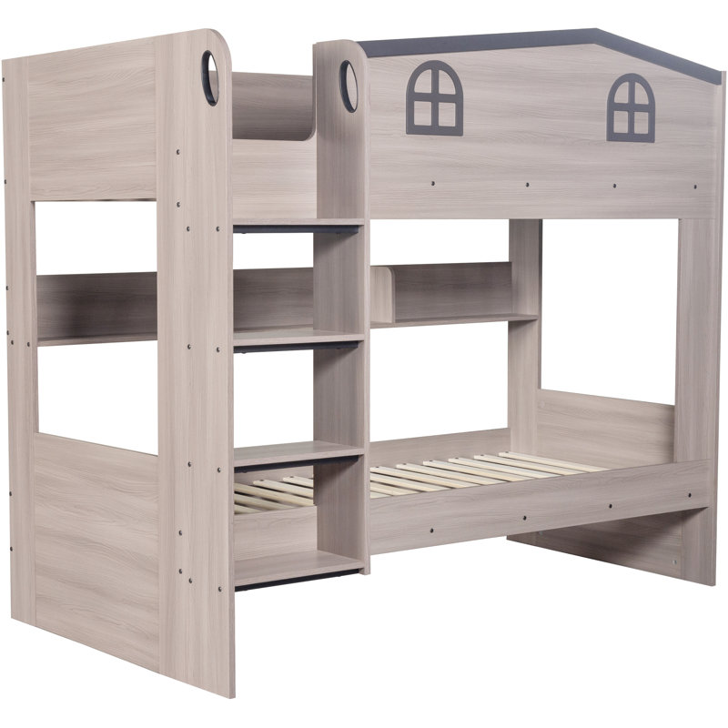 Thorwe Bunk Bed with Storage Included with Built-in Ladder Included, Single (3')