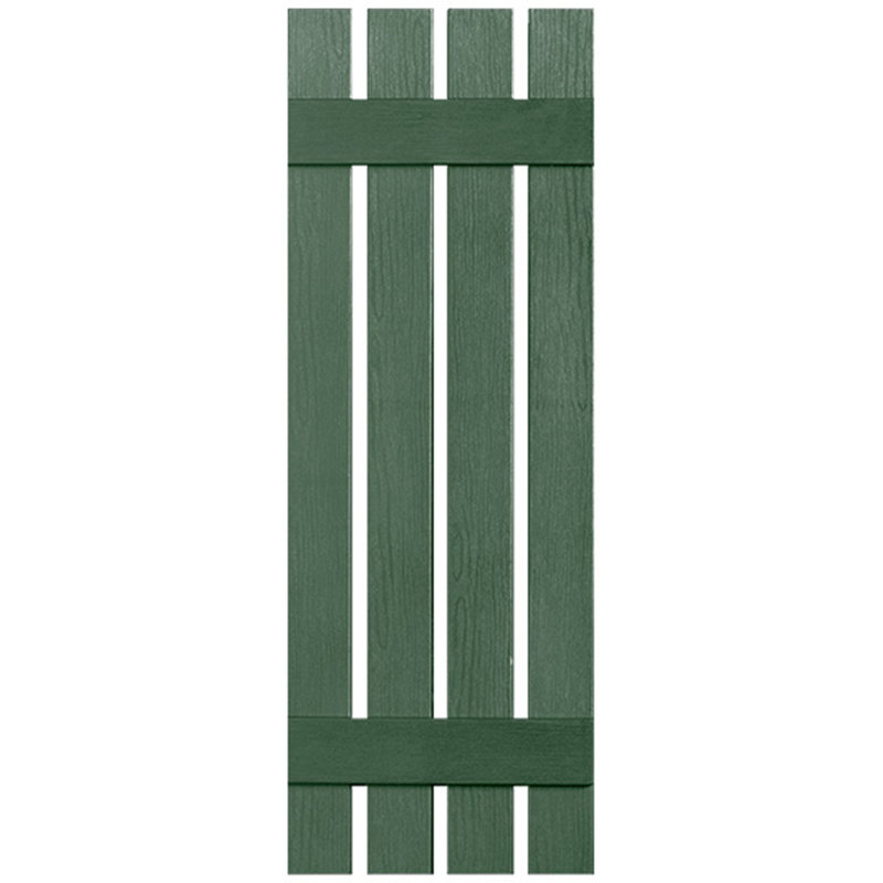 Paire de volets en vinyle à deux lattes, quatre planches ouvertes, Vert, 41 po