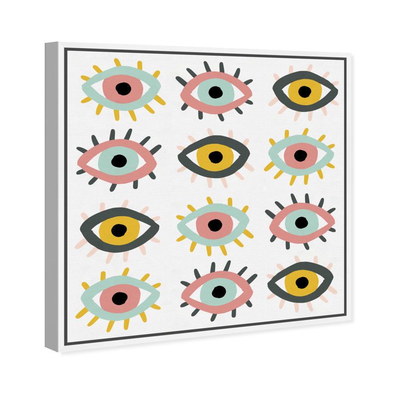 «Party Eyes, Mystic Eyes», impression sur toile rose moderne pour la chambre à coucher, H 30 po x l 30 po, Cadre blanc