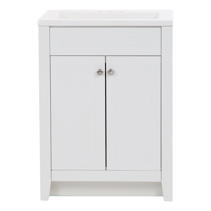 White 25" Single Bathroom Vanity with Cultured Marble Top