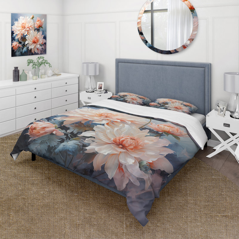 Literie , Housse de couette pour grand lit et 2 taies décor