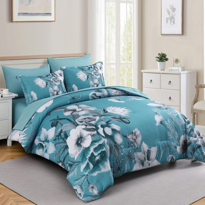 Ensemble de literie 7 pièces avec ensemble de literie toutes saisons en microfibre de coton doux Seersucker