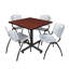Table de salle de repos carrée Nicklo, chaises empilables 4 M-32668303-40142456-32668307