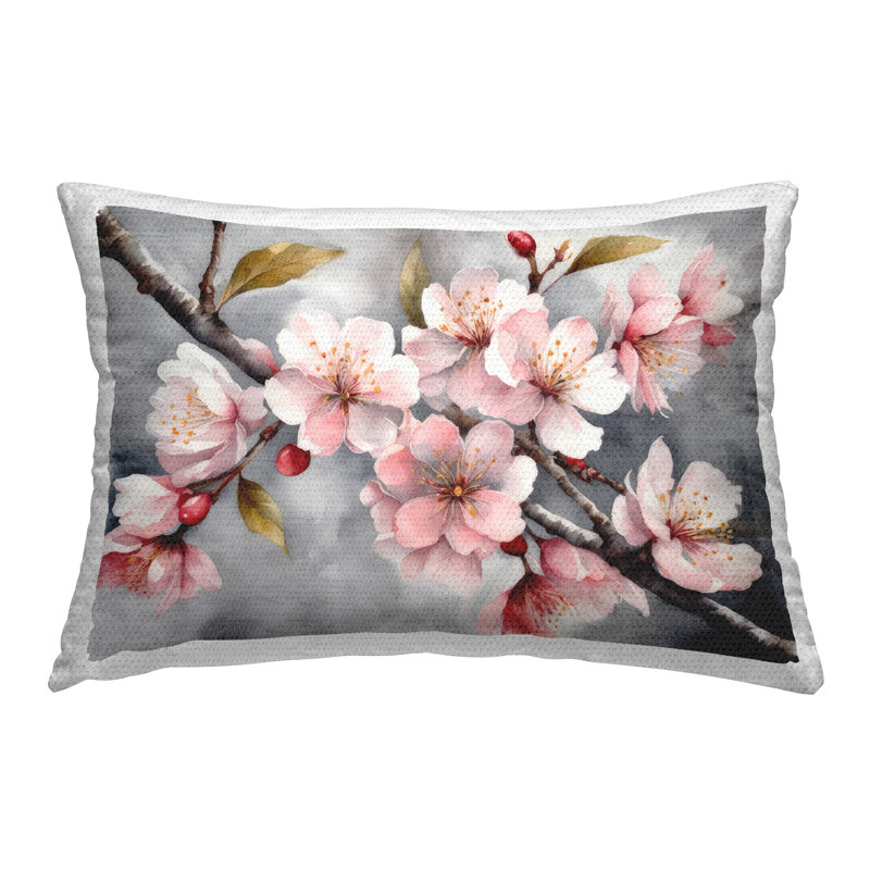 Coussin décoratif imprimé Blossoms On Gray par Kim Allen