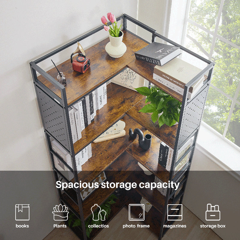 Bibliothèque industrielle 17 étages à 5 niveaux avec bibliothèque en bois et métal