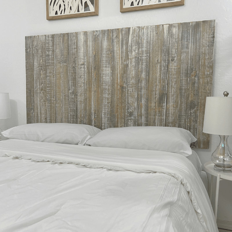 Tête de lit en bois massif Anayeli, Gris délavé, Très grand