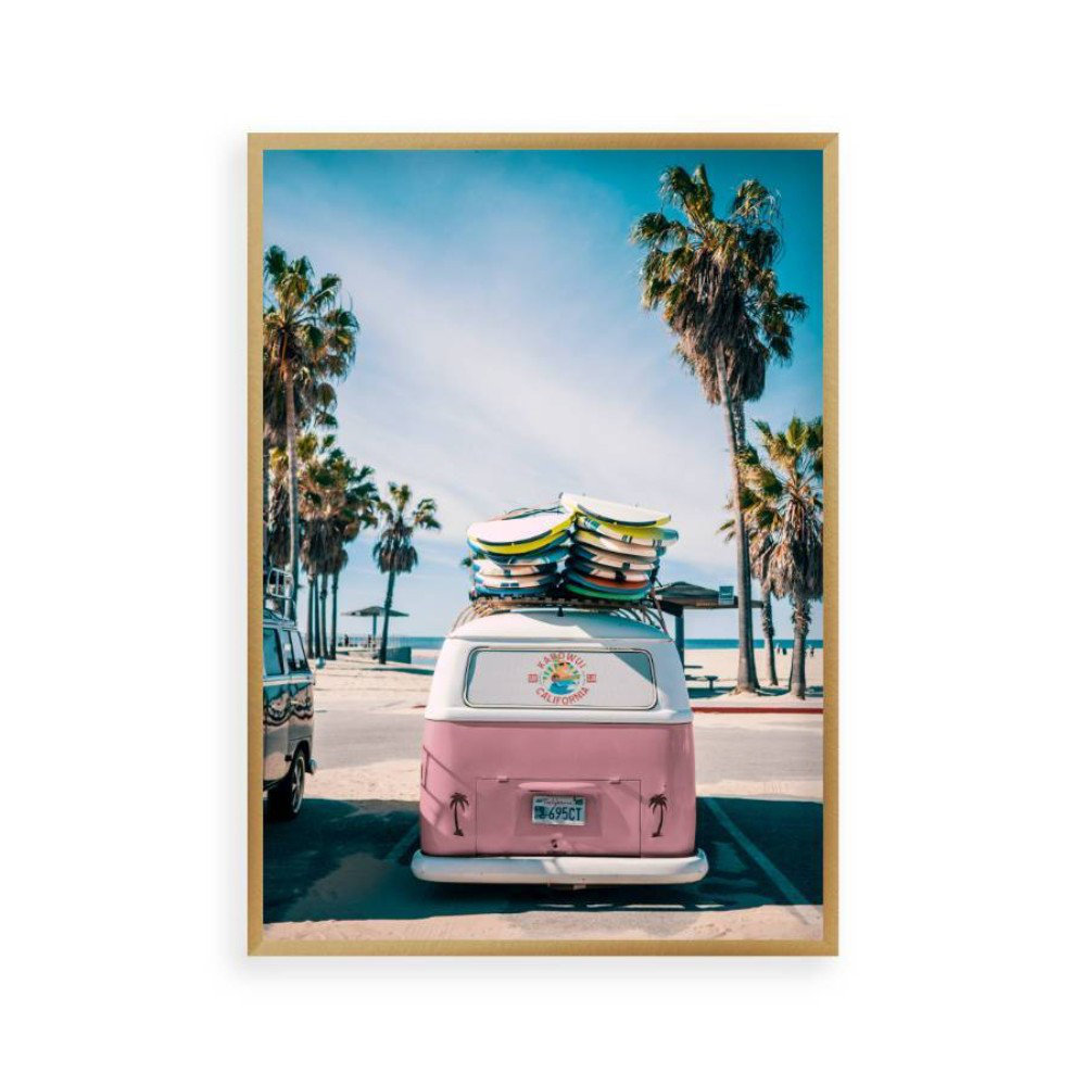 Camper Van Beach Pink - Print
