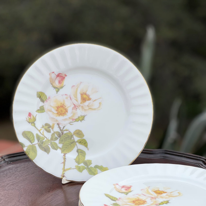 Ensemble de 4 assiettes à salade / desserts Bone China Blush Rose