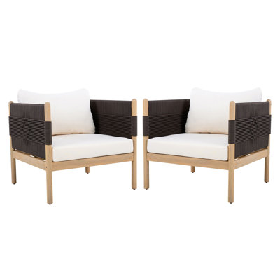 Chaises club d'extérieur en acacia (ensemble de 2) avec corde à motif de losanges