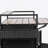 Wicker Outdoor Grill Cart with Extended Plastic Wood Table Top, Rolling Kitchen Island on Wheels, Ample Storage, and Double Handle Design for Patio and Backyard