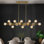 Faustena 16-Light Dimmable Bubble Glass Golden Sputnik Modern Linear Chandelier