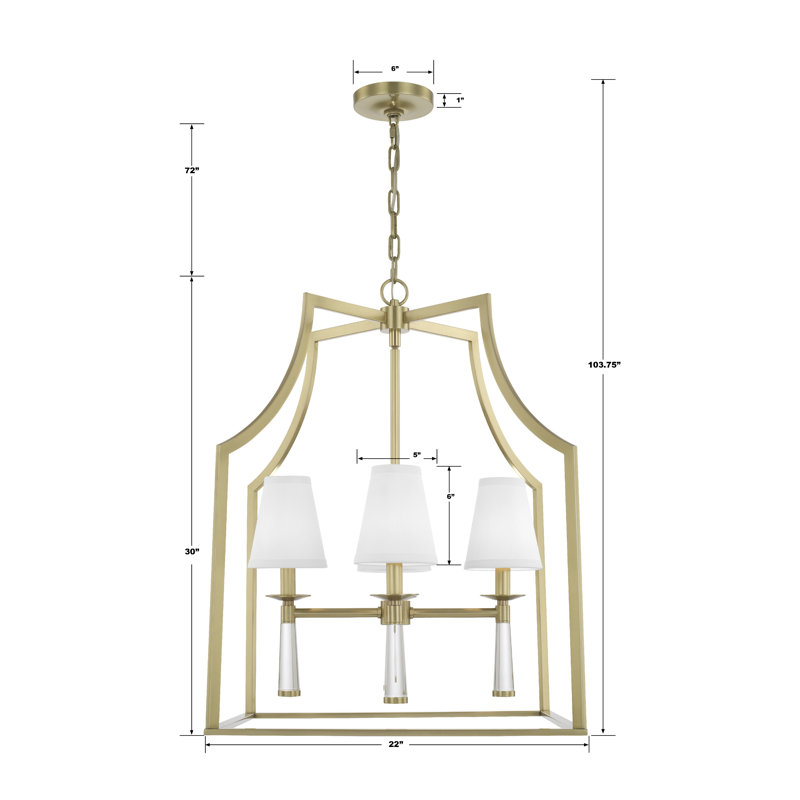 Baxter 4-Light Shaded Chandelier, Aged Brass