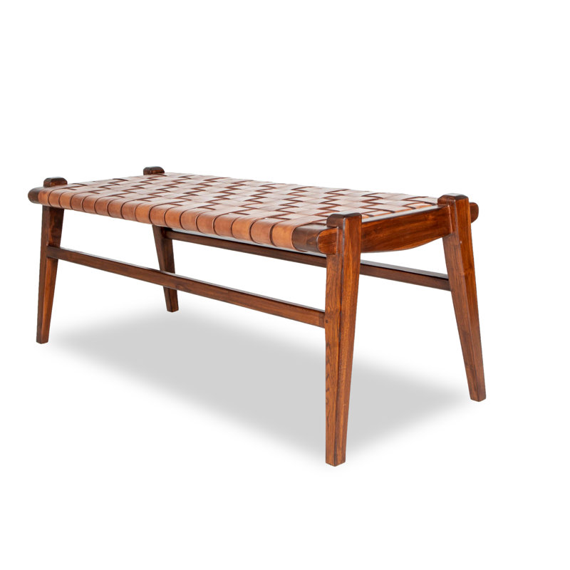 Genuine Leather Upholstered Bench