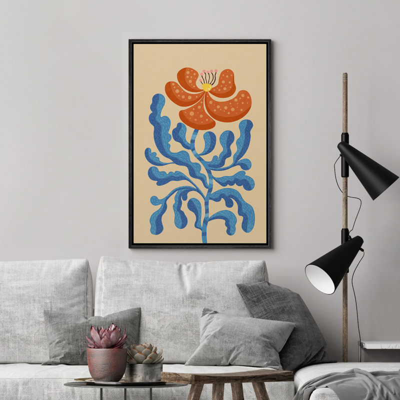 Orange, orange, bleu, floral, nature morte, illustrations, nature rustique, campagne française, Noir, H 24 po x l 16 po