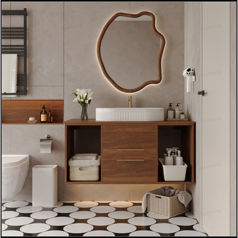 Meuble-lavabo mural 39,4 po avec lavabo ovale en céramique