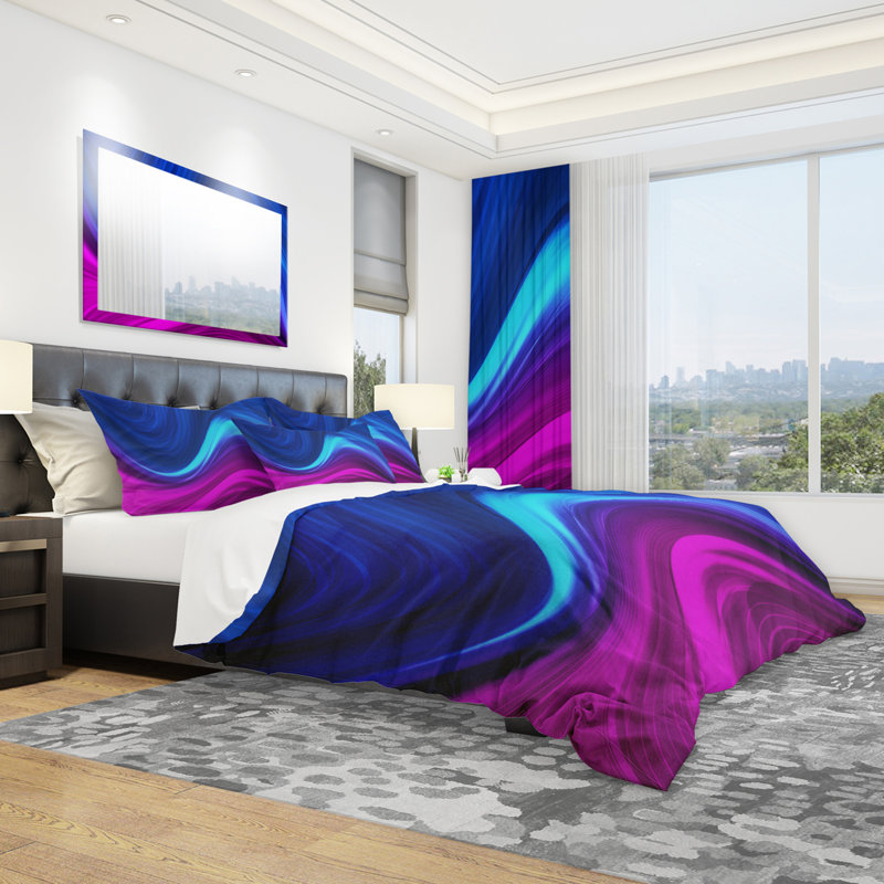 Synchronicity - Ensemble de housse de couette abstrait - Microfibre de polyester, Housse simple + 1 taie décorative
