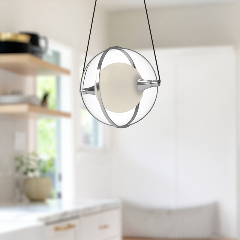 Aries 1 - Light LED Unique/Statement Pendant, 7.88" H x 8.63" W x 7.88" D, Chrome