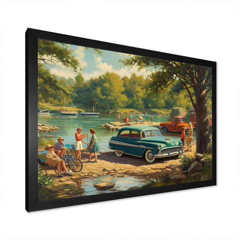 Rohena Flashback To Summer Holiday By The Lake III sur toile, H 12 po x l 20 po x P 1 po, Cadre photo noir