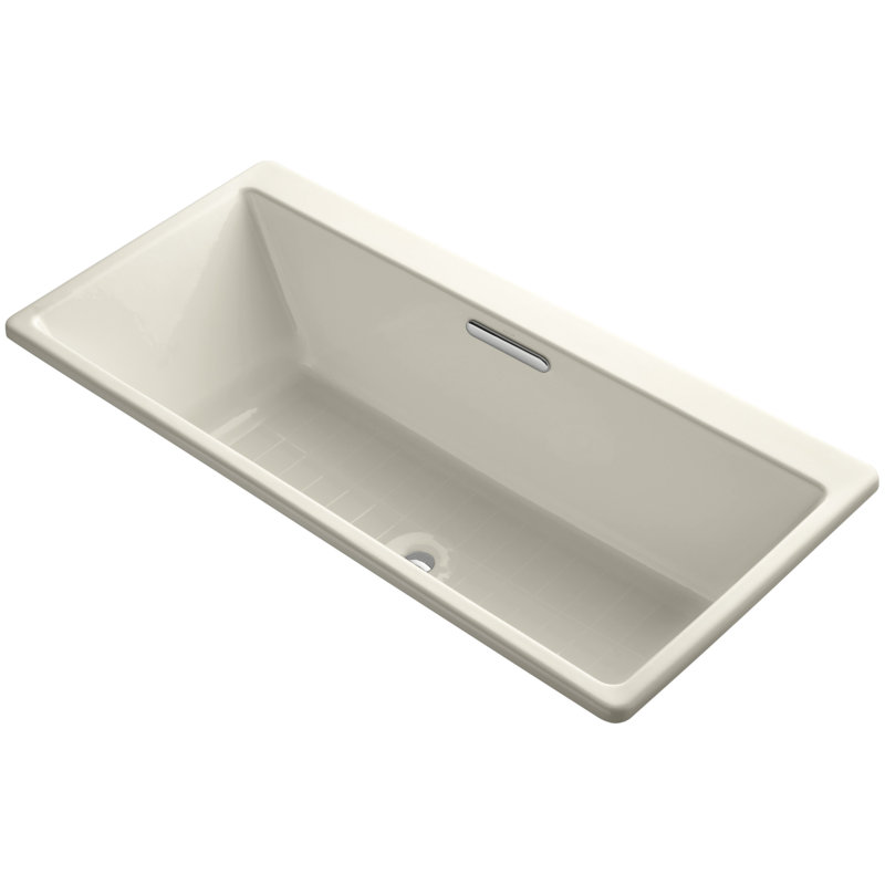 Reve 67" x 32" Drop In Soaking Cast Iron Bathtub, Almond