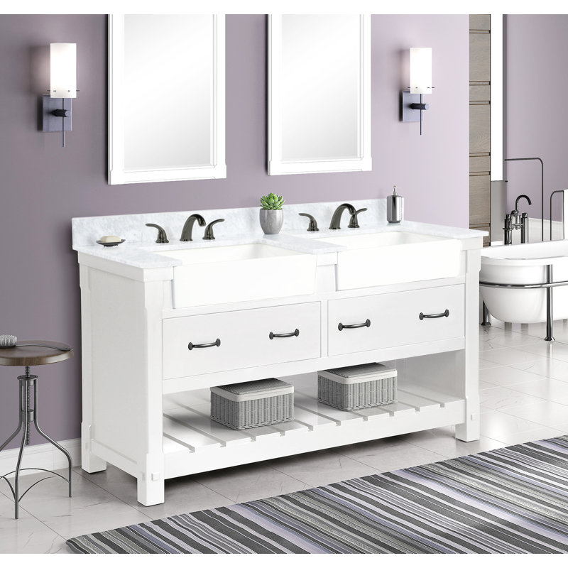 Meuble-lavabo double 60 po Farmington, Blanc