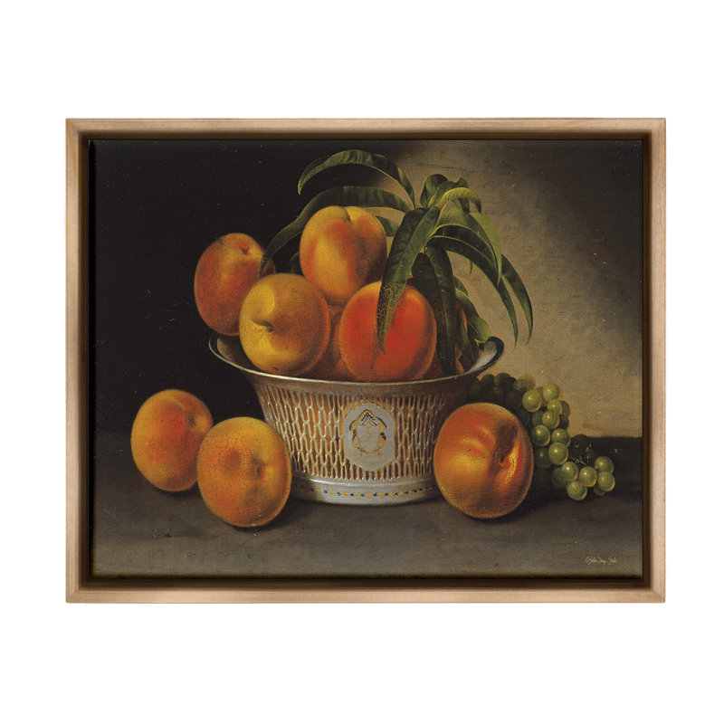 «Classic Peaches And Grapes» sur toile, H 25 po x l 31 po, Cadre flottant orme Montalcino