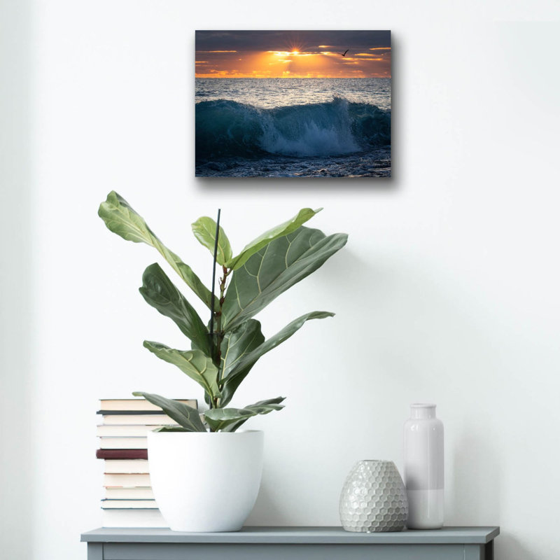«Pelican at Dawn» par Patrick Zephyr, art mural en verre acrylique, H 12 po x l 16 po x P 0,13 po