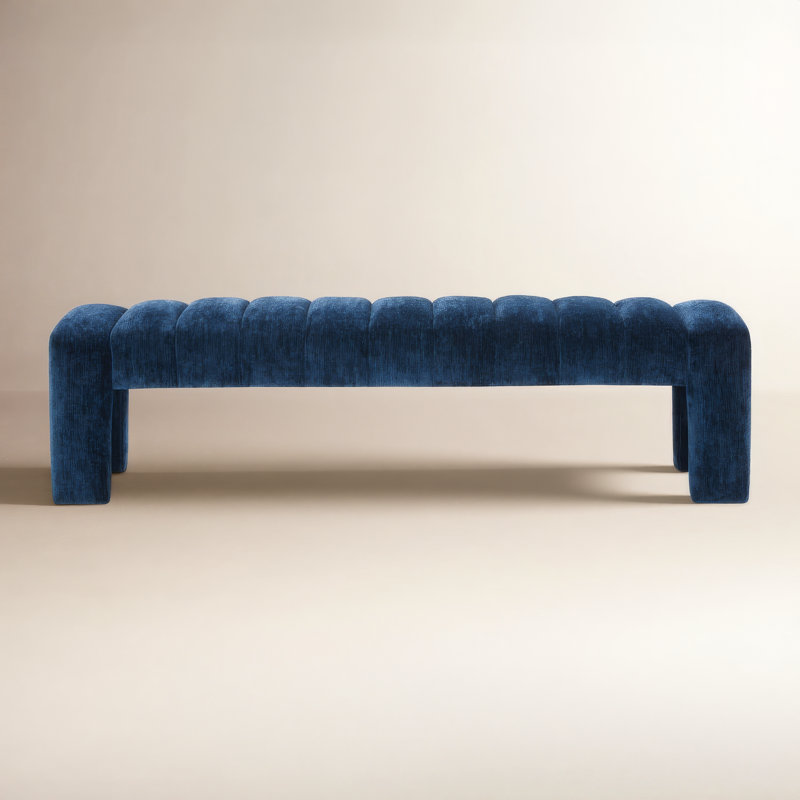 Gliese Upholstered Bench, Navy Chenille