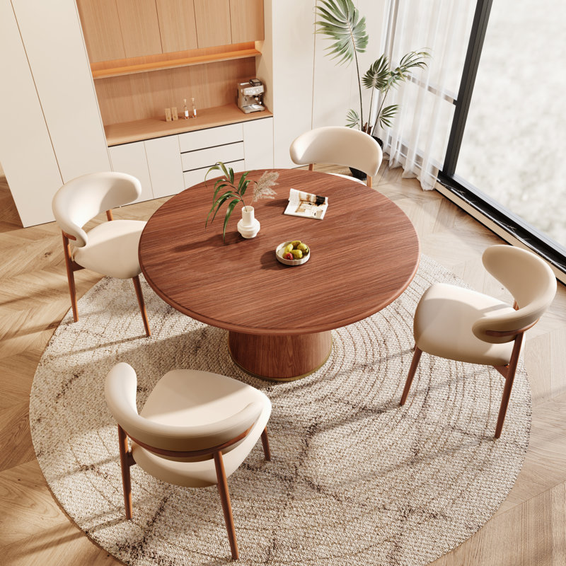 5 - Piece Round Solid Wood Dining Set, 29.52"H x 47.24"L x 47.24"W
