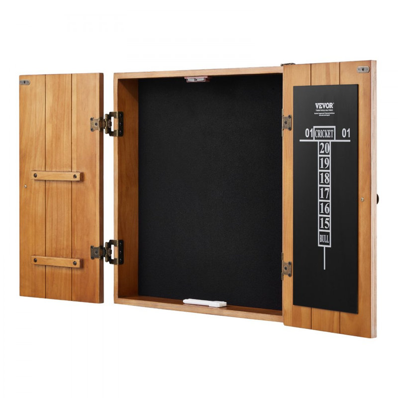 Cabine de jeu de fléchettes en bois massif de taille officielle (jeu de fléchettes non inclus)