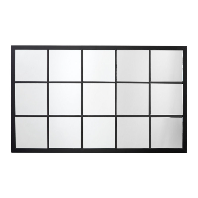 Miroir de salle de bain mural en métal noir, Noir, 27,5 po x 47,5 po
