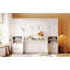 Lit escamotable double pleine grandeur avec placard, tiroirs et tablettes, blanc