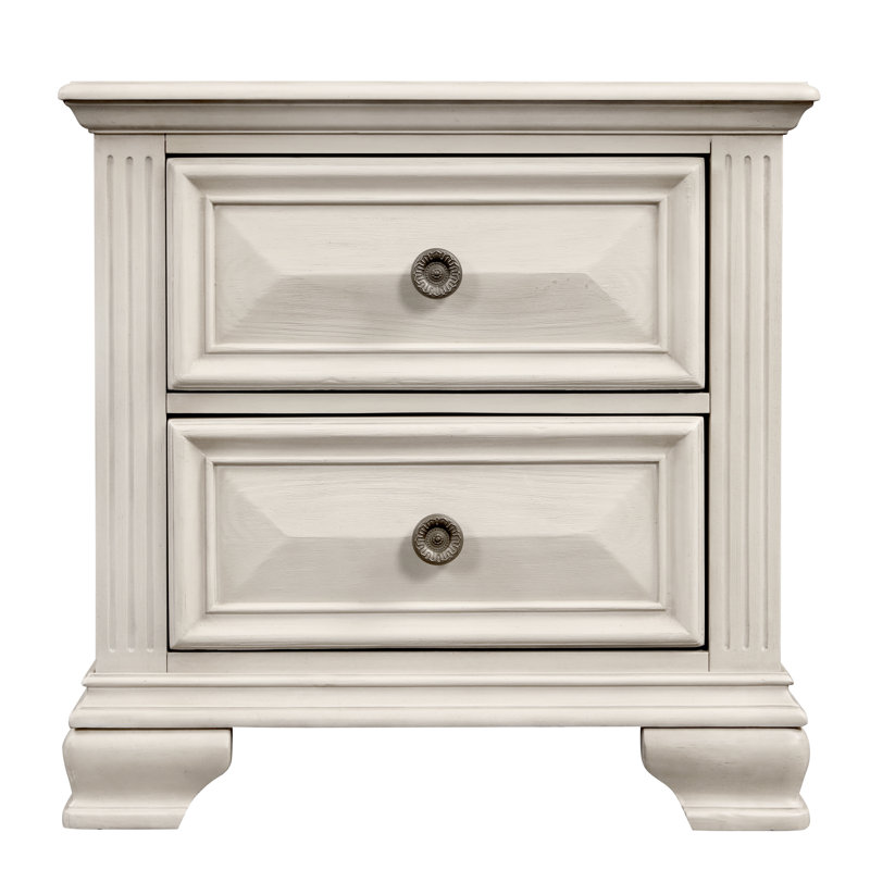 Samuelsson 29'' W Solid Wood Nightstand, Distressed Parchment