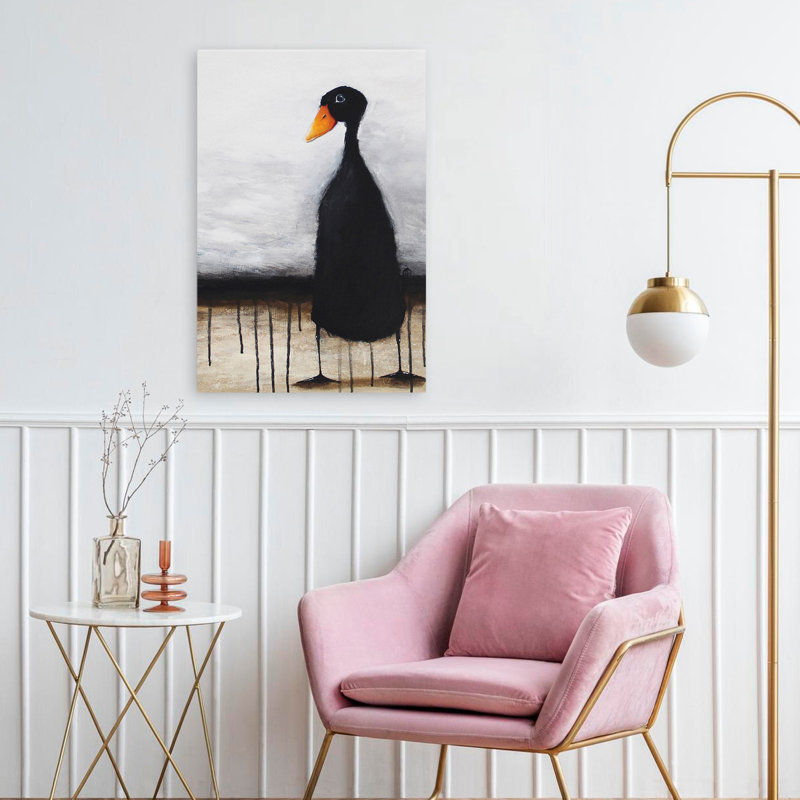 Le canard noir - animaux, oiseaux, canards, art, H 24 po x l 16 po