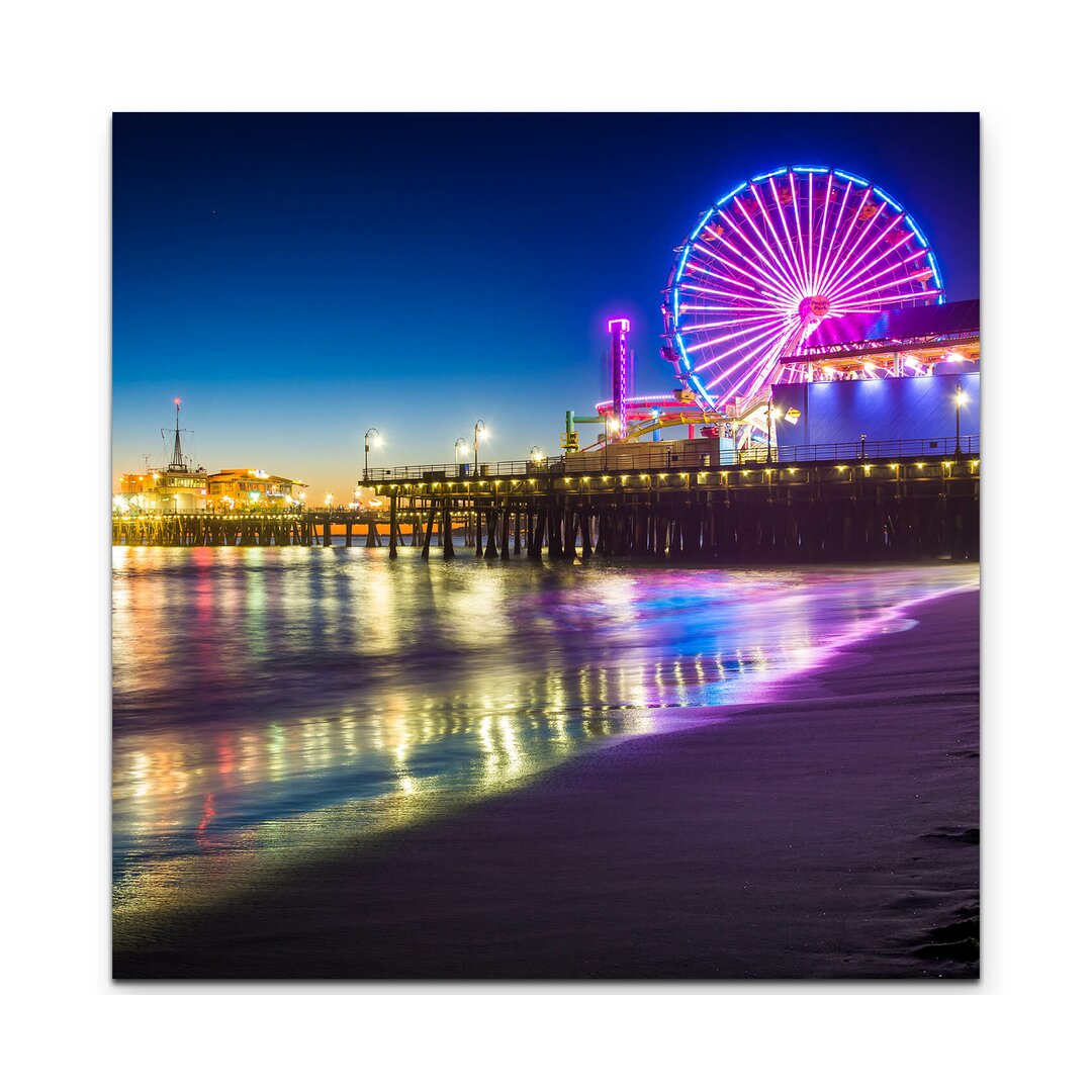 Leinwandbild Santa Monica Pier bei Nacht