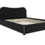Grand lit plateforme tapissier avec pieds en bois robustes, noir-1088965575-1088965577