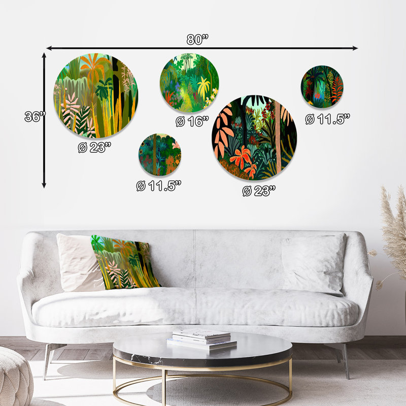 Ensemble de 5 décorations murales Flora III