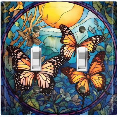 Nature Themed 2 - Gang Toggle Light Switch Standard Wall Plate
