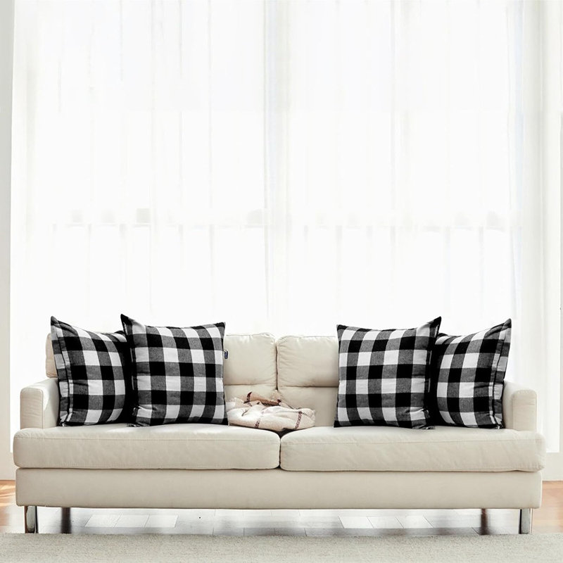 Ensemble de 4 housses de coussins décoratifs de Noël pour l'hiver, décoration de Noël pour canapé-lit, Carré 18 po