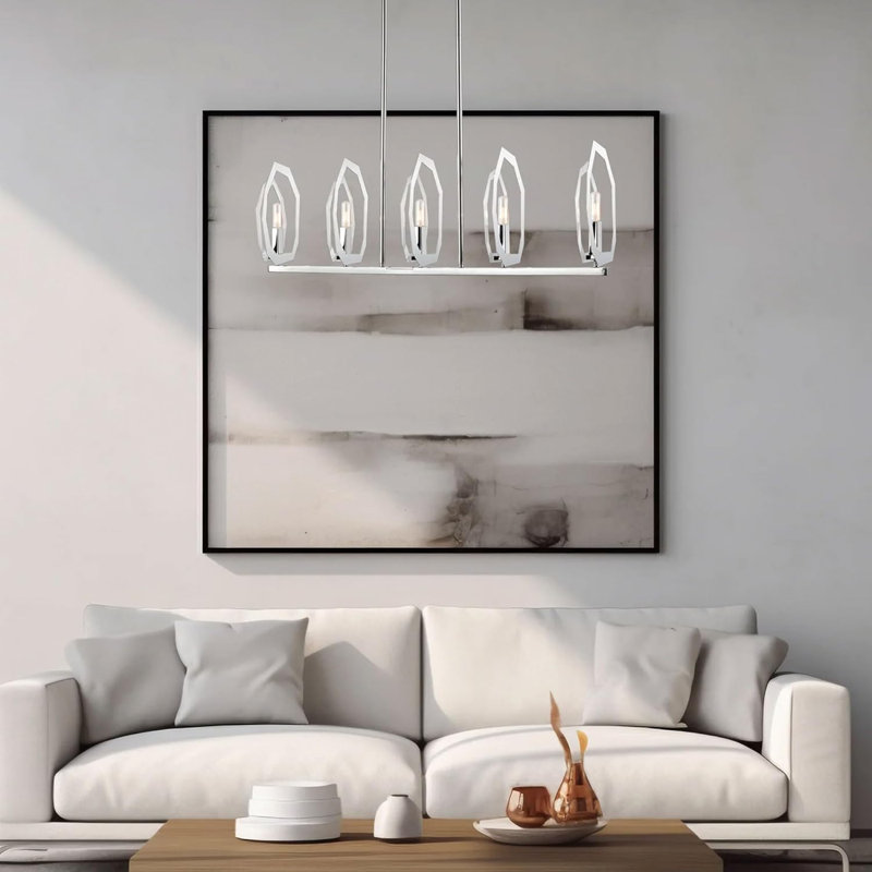 Luminaire de lustre 5 lumières (ampoule non incluse), Acier inoxydable / chrome