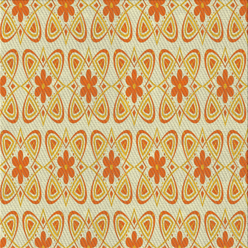 Tapis de zone jaune/orange à motifs, Carré 4 pi