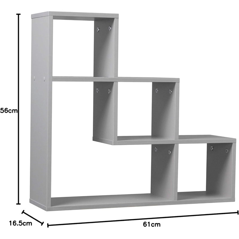 Bonita 3 Piece Manufactured Wood,Metal Floating Shelf, Grey