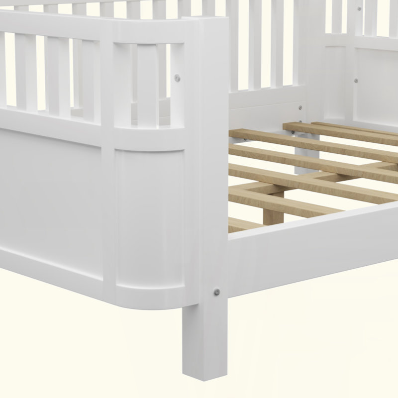 Low Profile Wooden Kids Platform Bed with Safety Guardrails, Detachable Side Rails for Boys and Girls